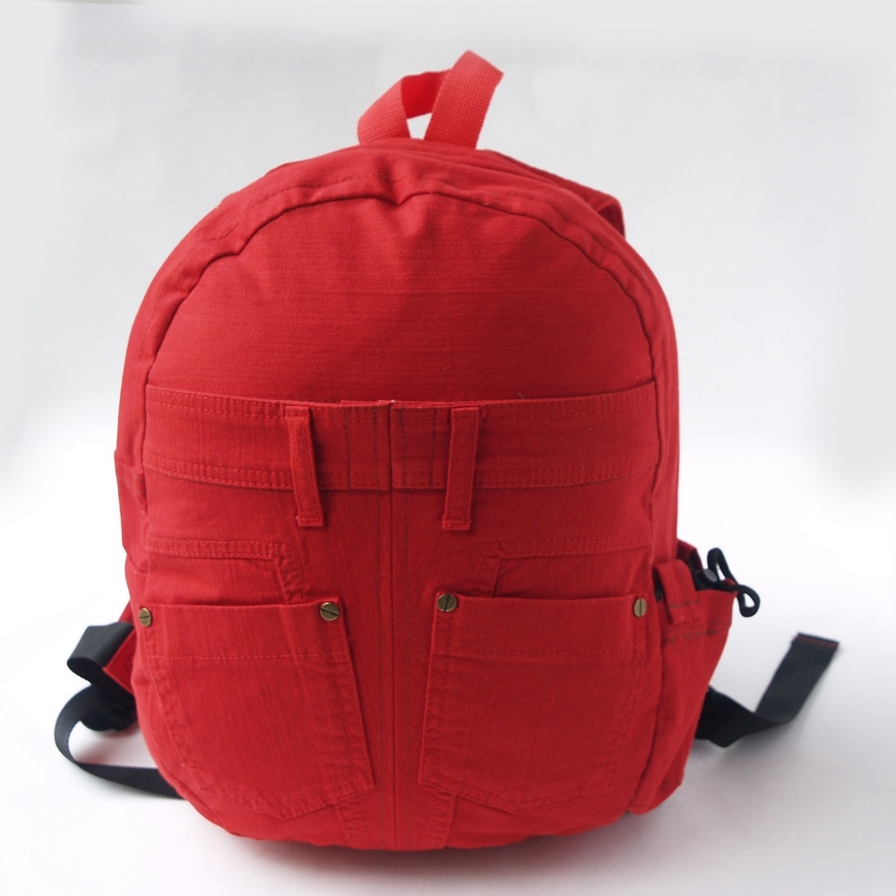 Recycled Denim Backpack with Padded Laptop Pocket